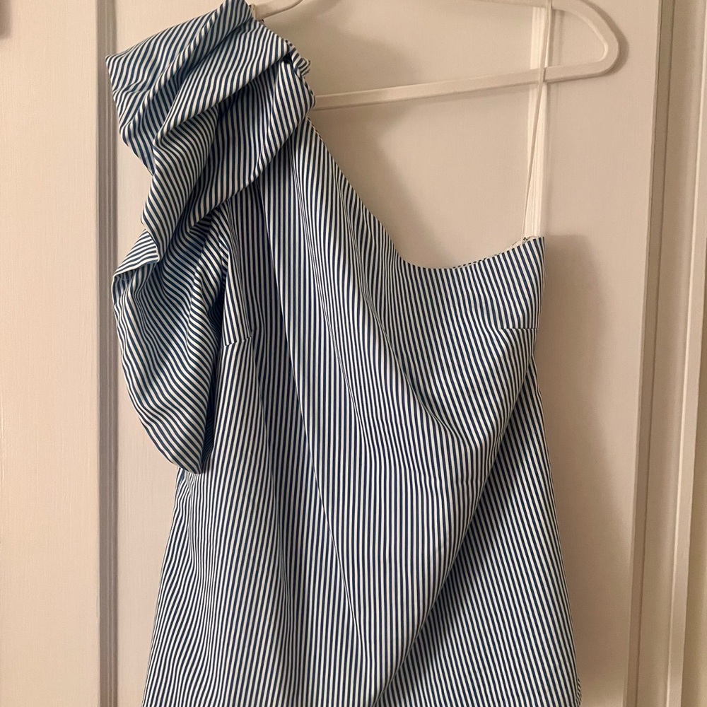 Banana Republic One-Shoulder Blue Striped top